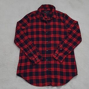 Banana Republic Womens Small Buffalo Plaid Flannel Casual Button Down Shirt Red